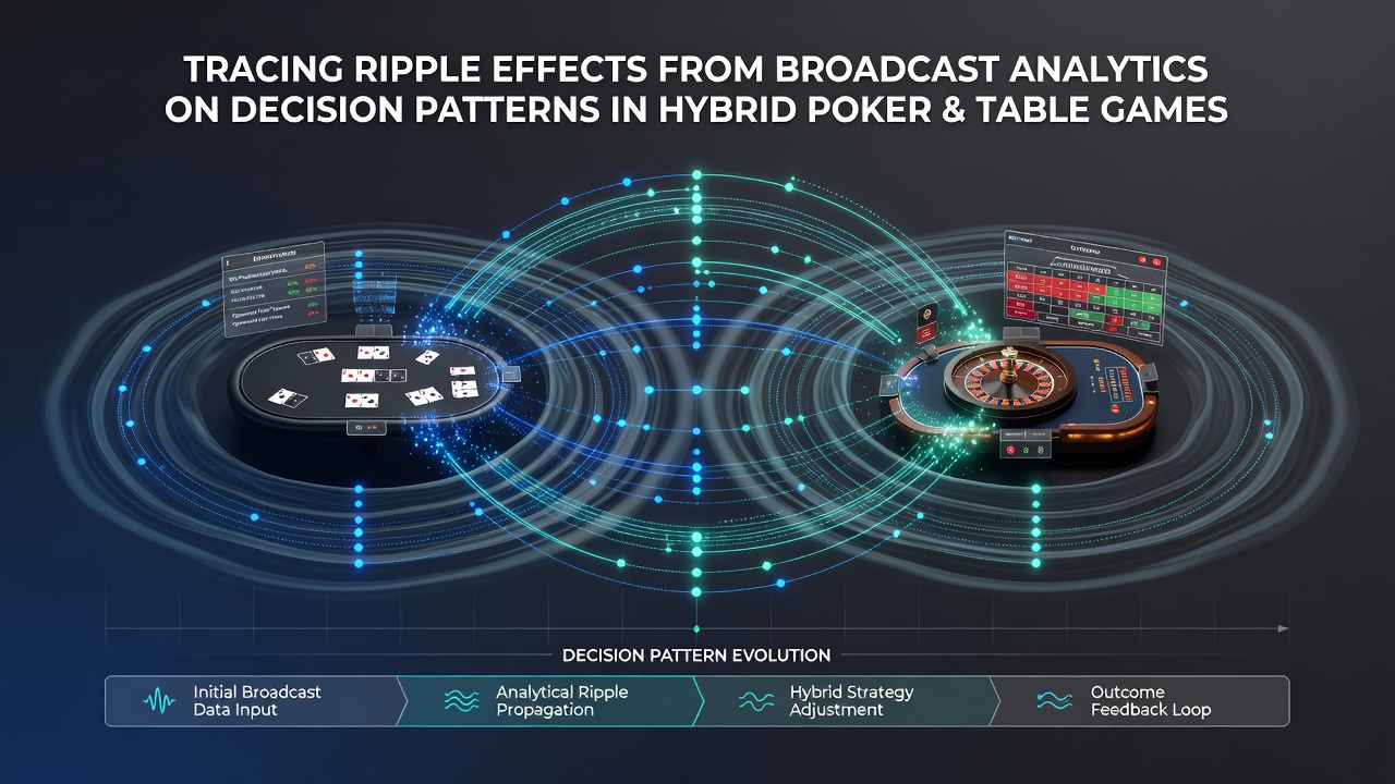 Darstellung mobiler Plattformen mit integrierten Broadcast-Analytik-Tools und Entscheidungsmustern in hybriden Events